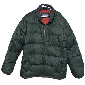 Eddie Bauer Men Tall Large  Goose Down Puffer Jacket Coat  Full Zip EB650 Green